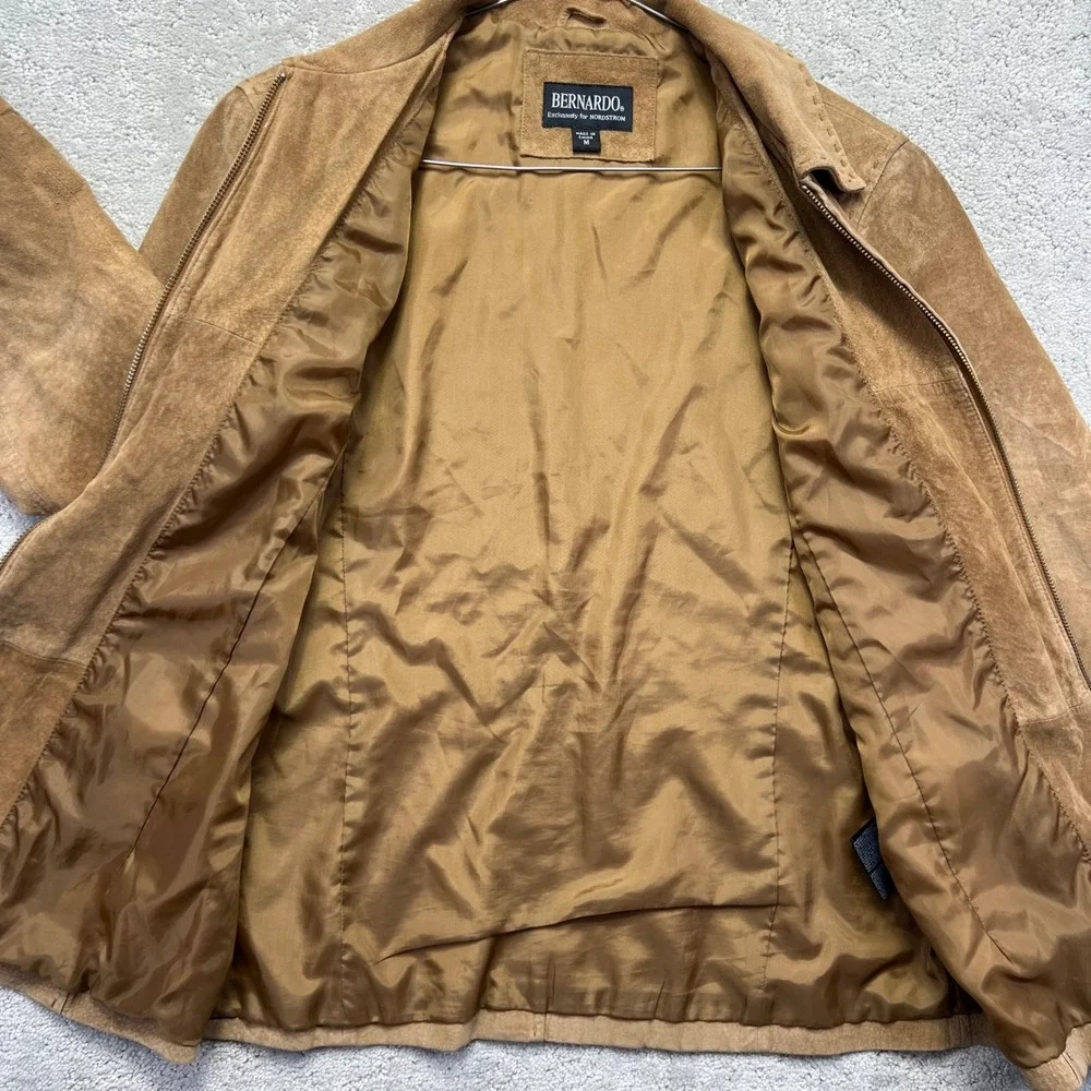 Bernardo Nordstrom Genuine Leather Jacket Womens Medium Tan Suede Distressed‎